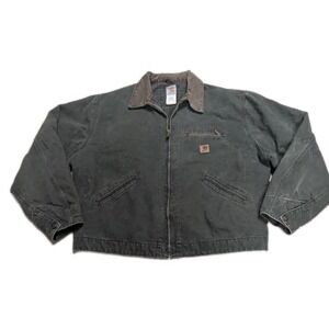 Vintage Carhartt Green Duck Canvas Detroit J97MOS Lined Work Jacket Mens XXL